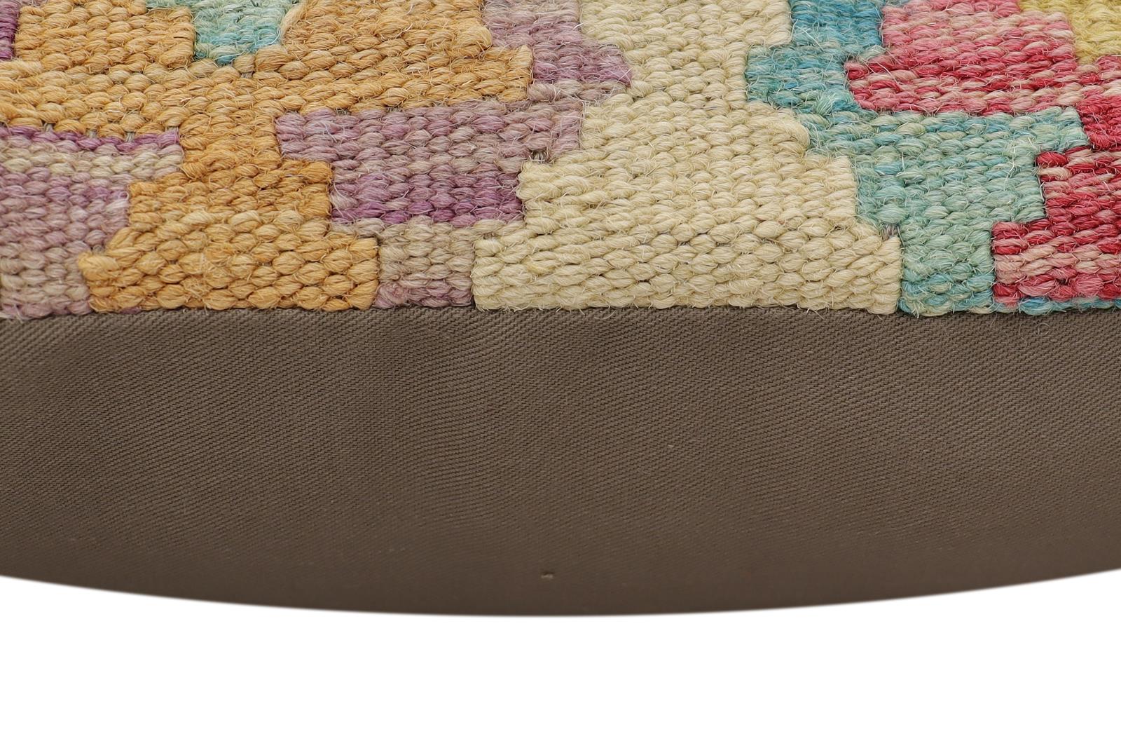 handmade Traditional Pillow Beige Red Hand-Woven SQUARE 100% WOOL Hand woven turkish pillow2' x 2'