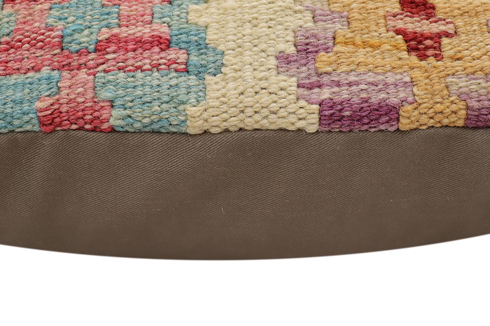 handmade Traditional Pillow Beige Red Hand-Woven SQUARE 100% WOOL Hand woven turkish pillow2' x 2'