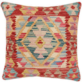 handmade Traditional Pillow Red Blue Hand-Woven SQUARE 100% WOOL Hand woven turkish pillow2 x 2