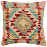 handmade Traditional Pillow Red Blue Hand-Woven SQUARE 100% WOOL Hand woven turkish pillow2 x 2