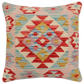 handmade Traditional Pillow Red Blue Hand-Woven SQUARE 100% WOOL Hand woven turkish pillow2 x 2
