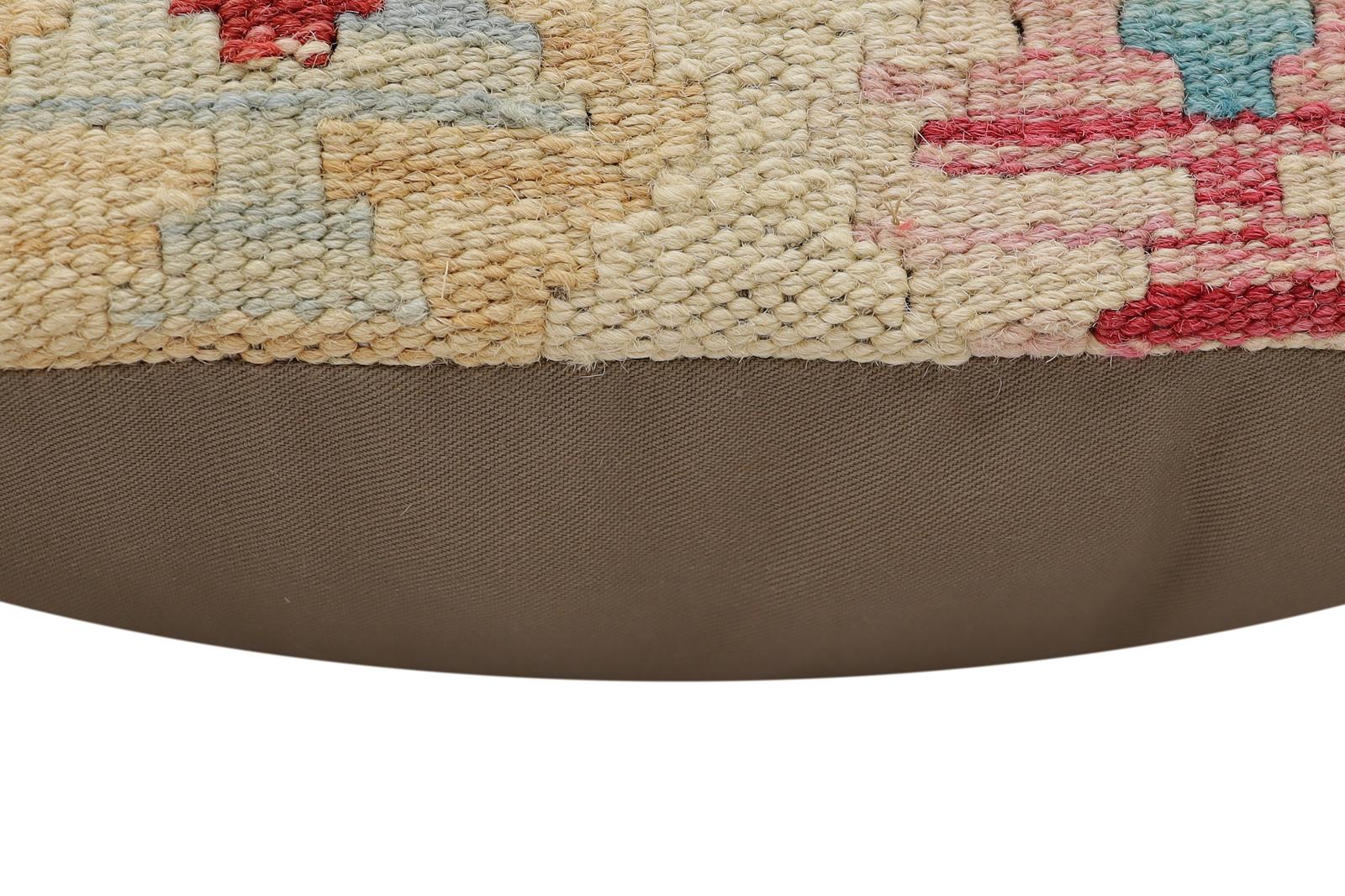 handmade Traditional Pillow Beige Red Hand-Woven SQUARE 100% WOOL Hand woven turkish pillow2' x 2'
