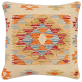 handmade Traditional Pillow Beige Rust Hand-Woven SQUARE 100% WOOL Hand woven turkish pillow2 x 2