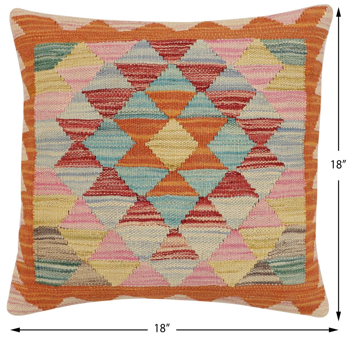 handmade Traditional Pillow Rust Red Hand-Woven SQUARE 100% WOOL Hand woven turkish pillow2' x 2'