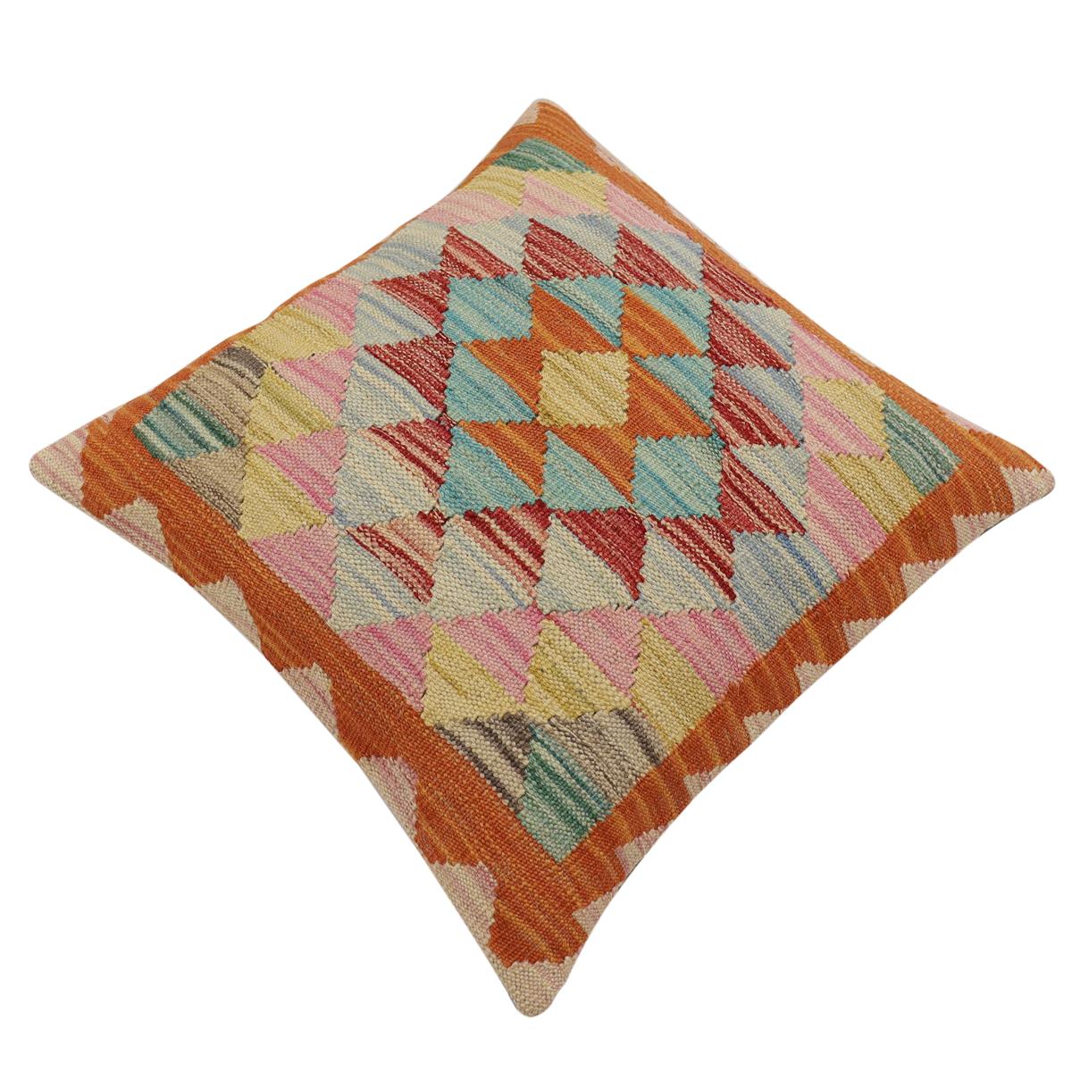 handmade Traditional Pillow Rust Red Hand-Woven SQUARE 100% WOOL Hand woven turkish pillow2' x 2'