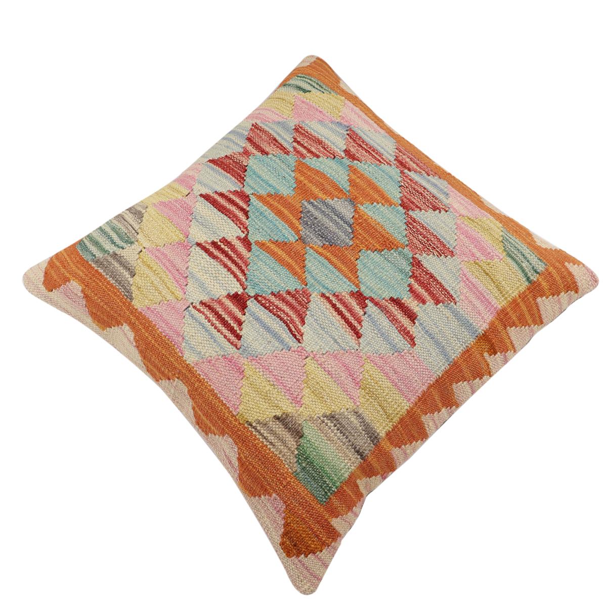 handmade Traditional Pillow Rust Red Hand-Woven SQUARE 100% WOOL Hand woven turkish pillow2' x 2'