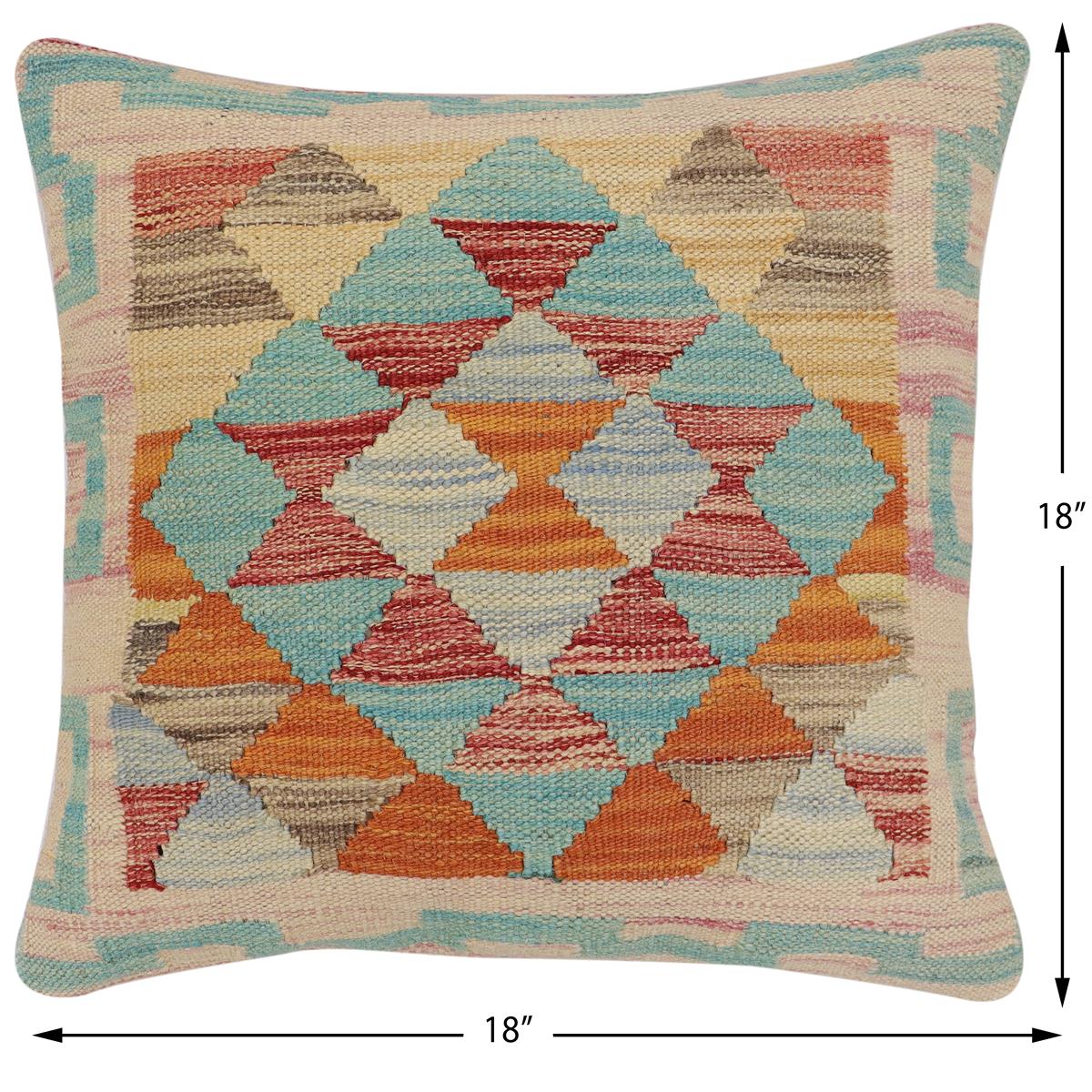 handmade Traditional Pillow Red Rust Hand-Woven SQUARE 100% WOOL Hand woven turkish pillow2' x 2'
