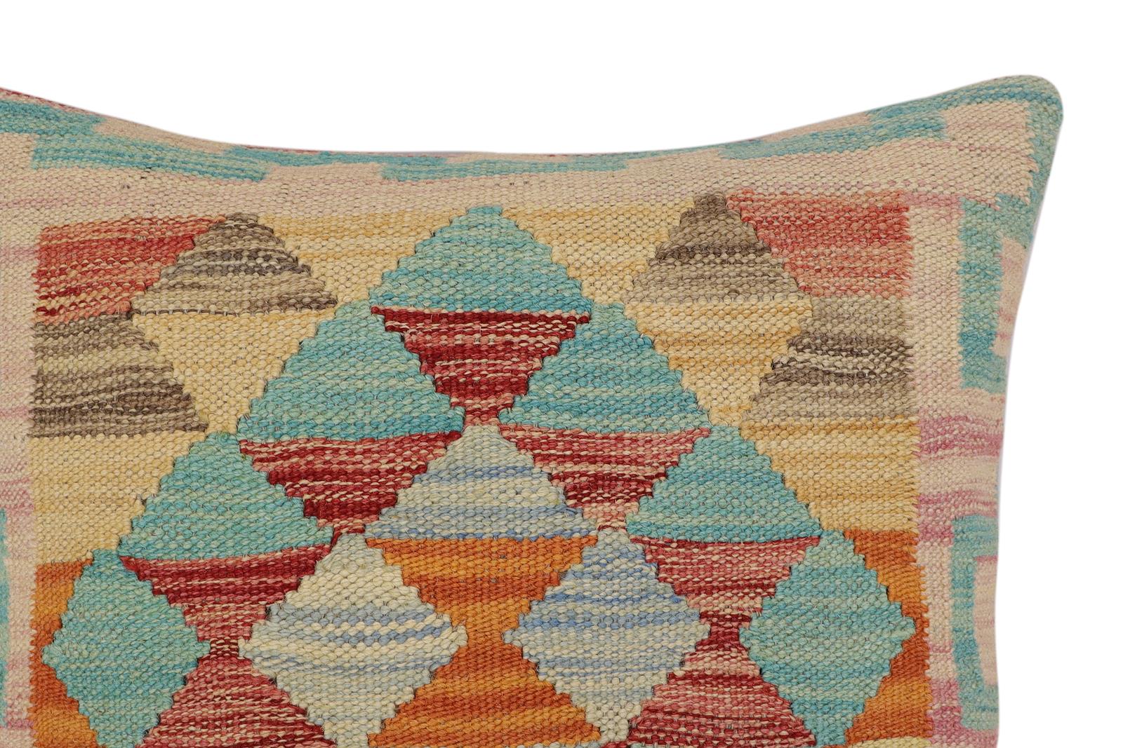 handmade Traditional Pillow Red Rust Hand-Woven SQUARE 100% WOOL Hand woven turkish pillow2' x 2'