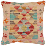 handmade Traditional Pillow Red Blue Hand-Woven SQUARE 100% WOOL Hand woven turkish pillow2' x 2'