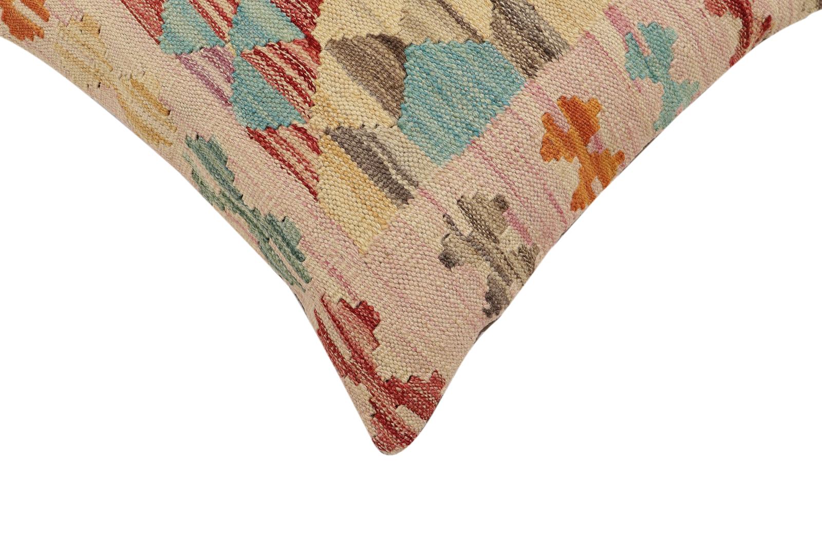 handmade Traditional Pillow Red Blue Hand-Woven SQUARE 100% WOOL Hand woven turkish pillow2' x 2'