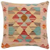 handmade Traditional Pillow Red Blue Hand-Woven SQUARE 100% WOOL Hand woven turkish pillow2 x 2