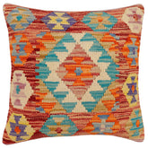 handmade Traditional Pillow Red Blue Hand-Woven SQUARE 100% WOOL Hand woven turkish pillow2 x 2