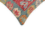 handmade Traditional Pillow Blue Red Hand-Woven SQUARE 100% WOOL  Hand woven turkish pillow  2 x 2