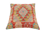 handmade Traditional Pillow Red Blue Hand-Woven SQUARE 100% WOOL  Hand woven turkish pillow  2 x 2