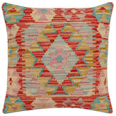 handmade Traditional Pillow Red Blue Hand-Woven SQUARE 100% WOOL Hand woven turkish pillow 2 x 2