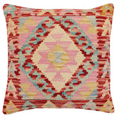 handmade Traditional Pillow Red Blue Hand-Woven SQUARE 100% WOOL Hand woven turkish pillow2 x 2