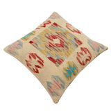 handmade Traditional Pillow Beige Red Hand-Woven SQUARE 100% WOOL Hand woven turkish pillow2' x 2'