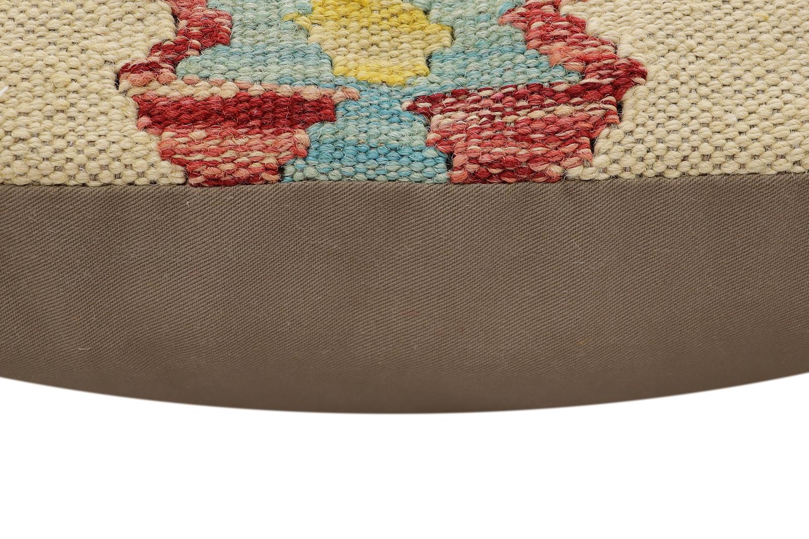 handmade Traditional Pillow Beige Red Hand-Woven SQUARE 100% WOOL Hand woven turkish pillow2' x 2'