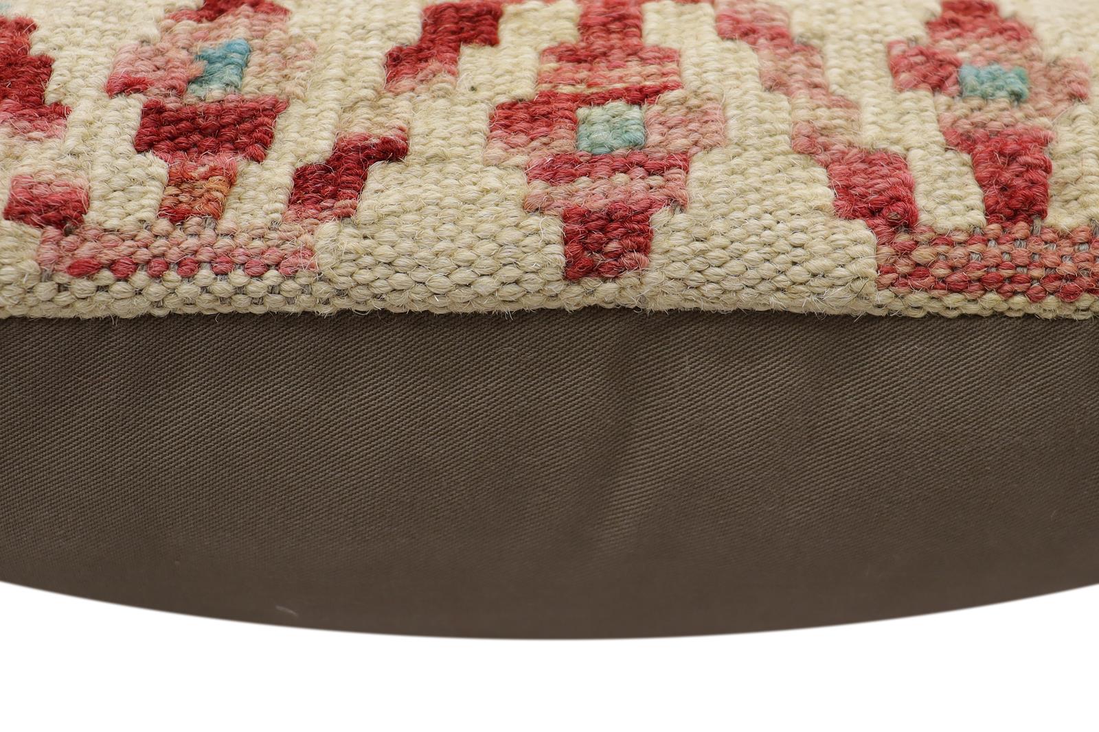 handmade Traditional Pillow Beige Rust Hand-Woven SQUARE 100% WOOL Hand woven turkish pillow2' x 2'