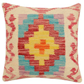 handmade Traditional Pillow Beige Red Hand-Woven SQUARE 100% WOOL Hand woven turkish pillow2 x 2