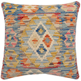 handmade Traditional Pillow Blue Rust Hand-Woven SQUARE 100% WOOL Hand woven turkish pillow2 x 2