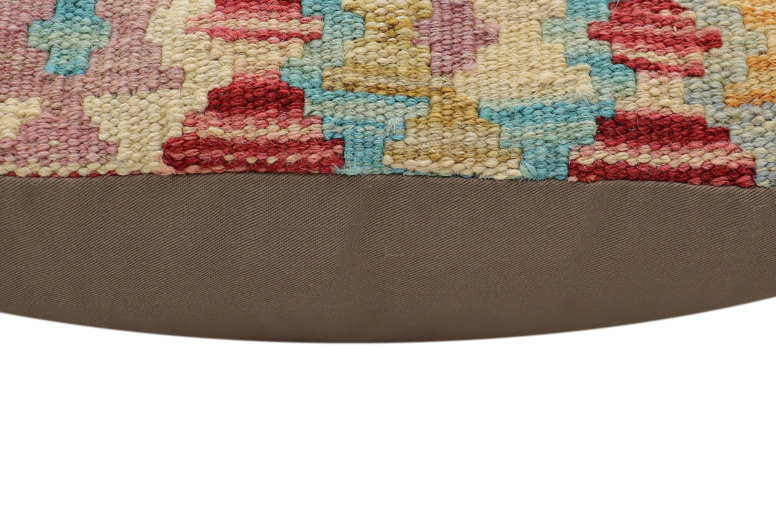 handmade Traditional Pillow Rust Blue Hand-Woven SQUARE 100% WOOL Hand woven turkish pillow2' x 2'