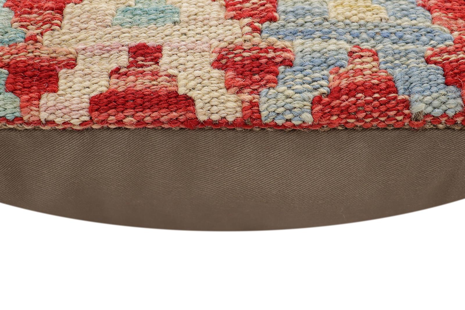 handmade Traditional Pillow Rust Blue Hand-Woven SQUARE 100% WOOL Hand woven turkish pillow2' x 2'