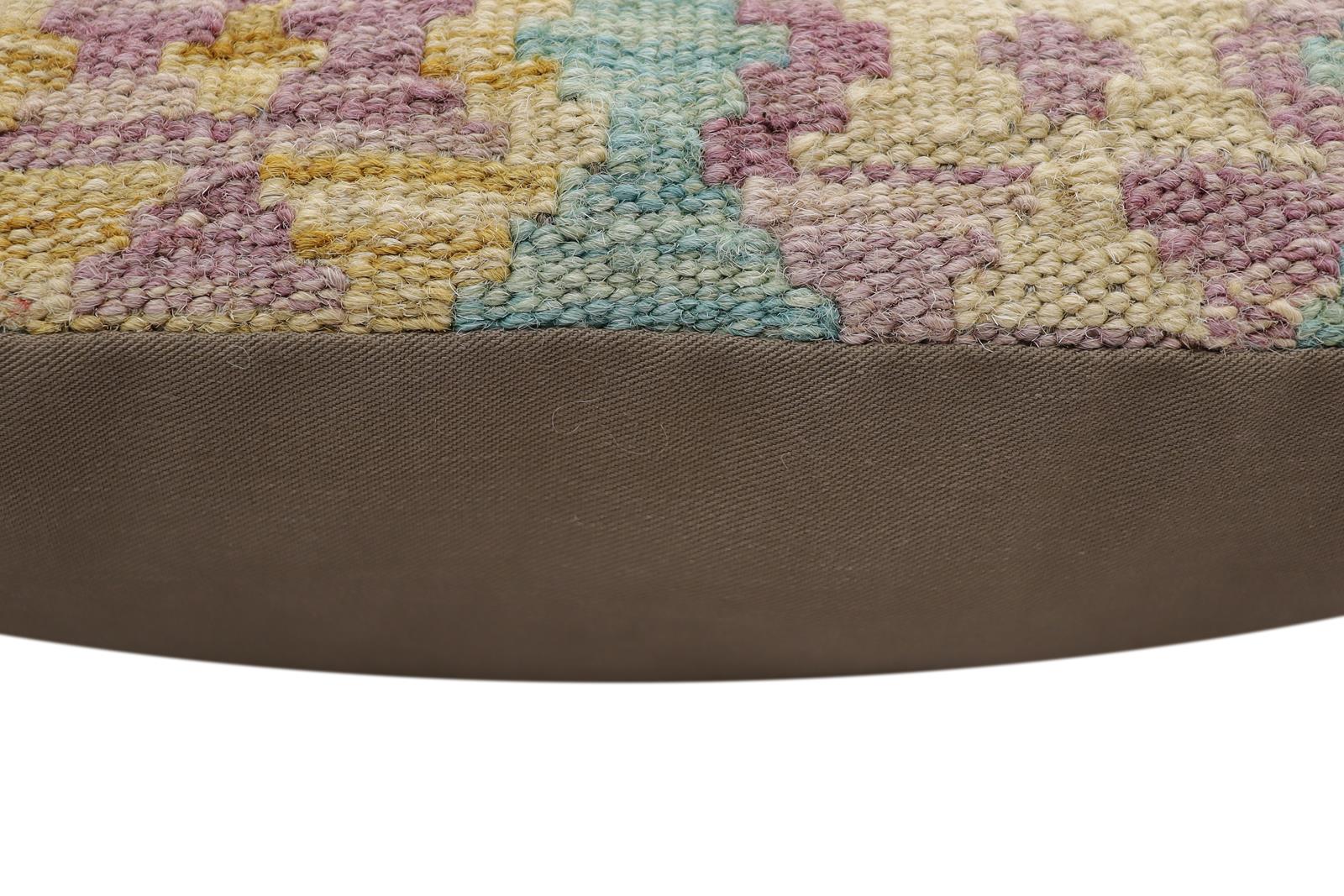 handmade Traditional Pillow Rust Blue Hand-Woven SQUARE 100% WOOL Hand woven turkish pillow2' x 2'