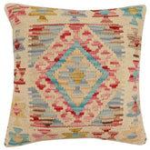 handmade Traditional Pillow Red Blue Hand-Woven SQUARE 100% WOOL Hand woven turkish pillow2 x 2