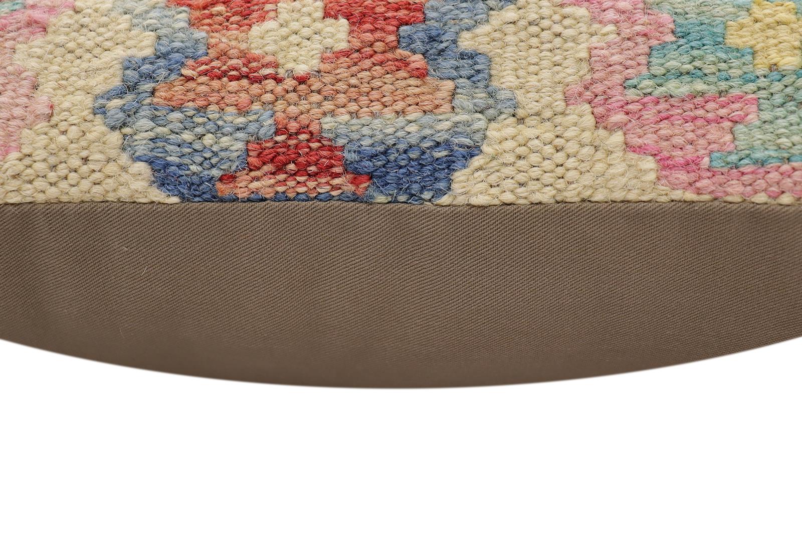 handmade Traditional Pillow Rust Blue Hand-Woven SQUARE 100% WOOL  Hand woven turkish pillow  2 x 2