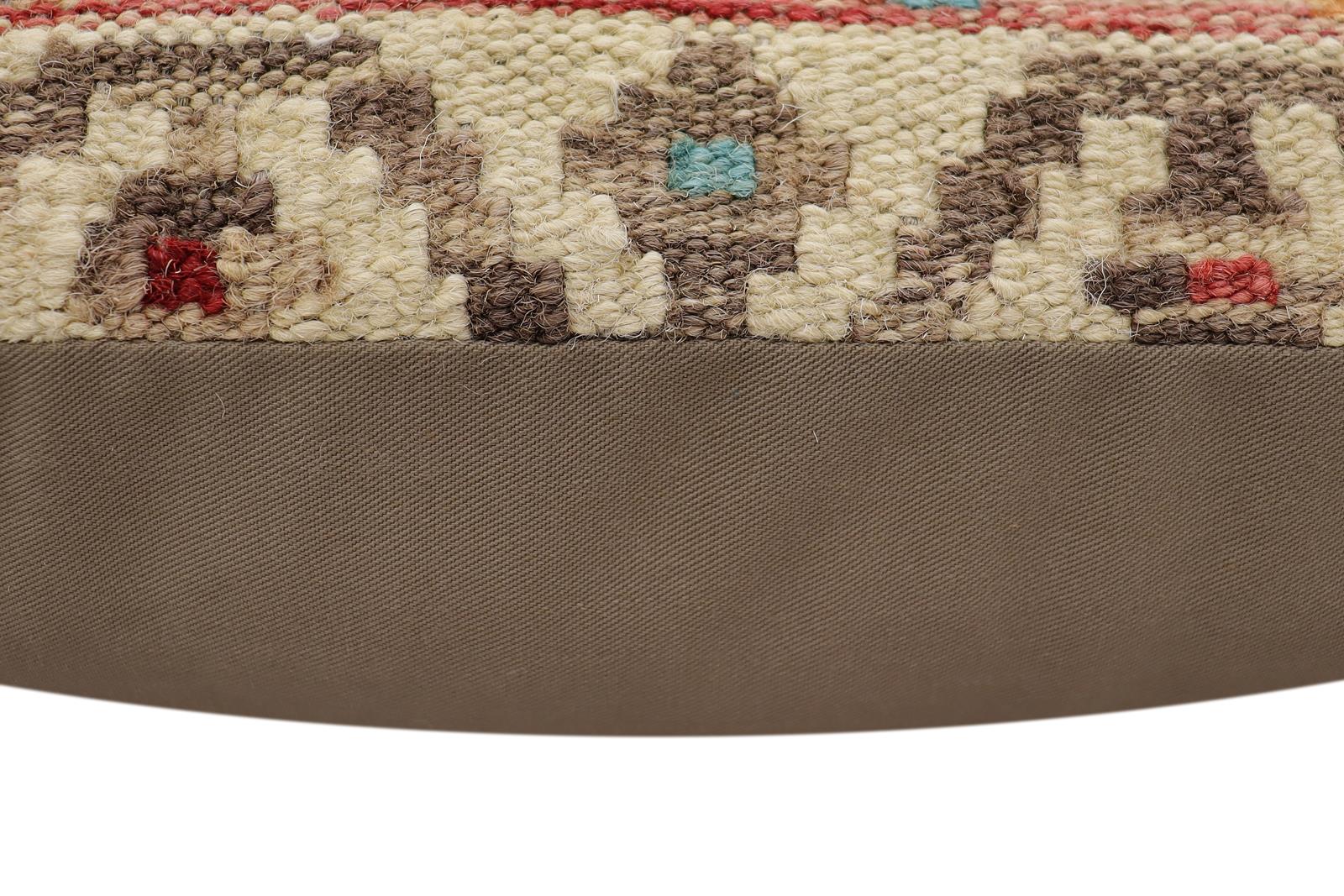 handmade Traditional Pillow Rust Blue Hand-Woven SQUARE 100% WOOL  Hand woven turkish pillow  2 x 2