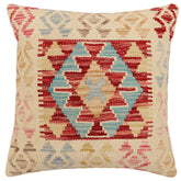handmade Traditional Pillow Rust Blue Hand-Woven SQUARE 100% WOOL Hand woven turkish pillow 2 x 2