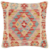 handmade Traditional Pillow Rust Blue Hand-Woven SQUARE 100% WOOL Hand woven turkish pillow2' x 2'