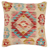 handmade Traditional Pillow Rust Blue Hand-Woven SQUARE 100% WOOL Hand woven turkish pillow 2 x 2