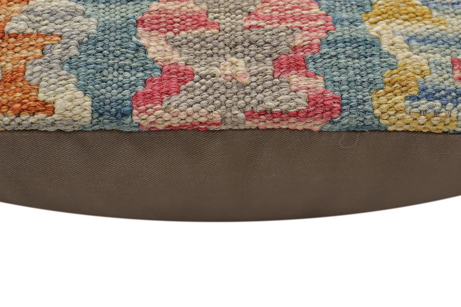 handmade Traditional Pillow Green Blue Hand-Woven SQUARE 100% WOOL Hand woven turkish pillow2' x 2'