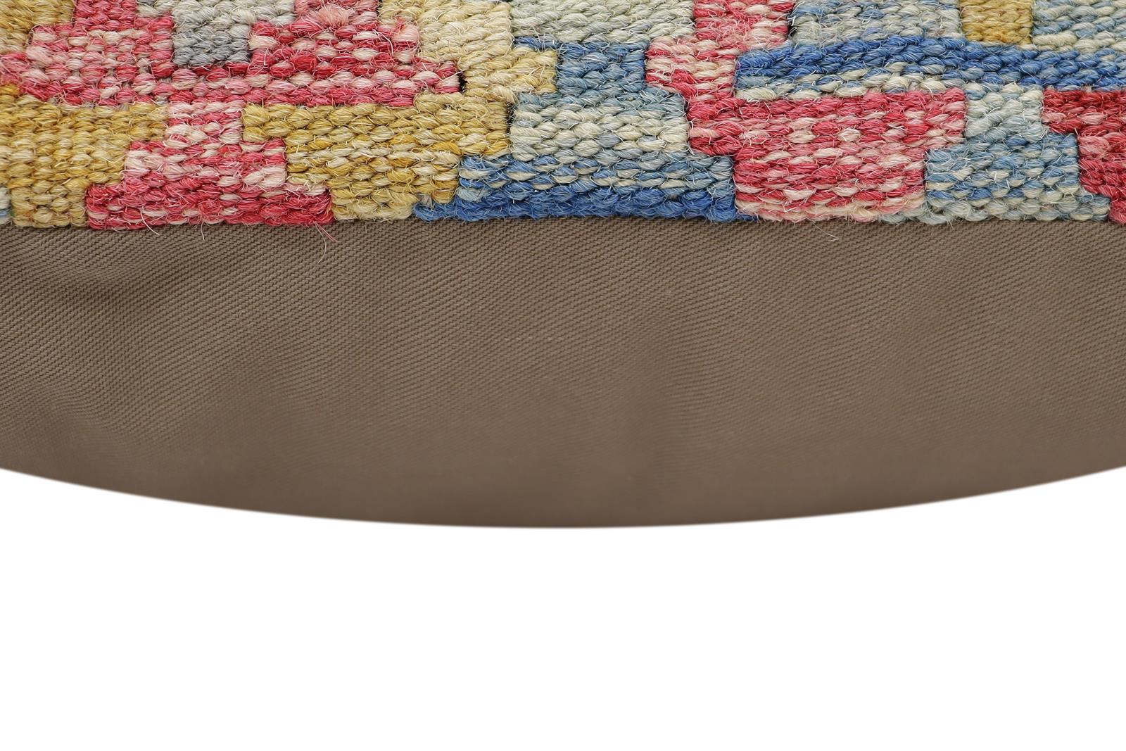 handmade Traditional Pillow Blue Beige Hand-Woven SQUARE 100% WOOL Hand woven turkish pillow2' x 2'