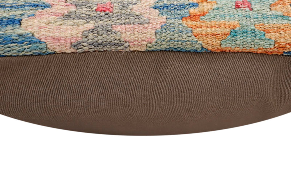 handmade Traditional Pillow Blue Beige Hand-Woven SQUARE 100% WOOL Hand woven turkish pillow2' x 2'