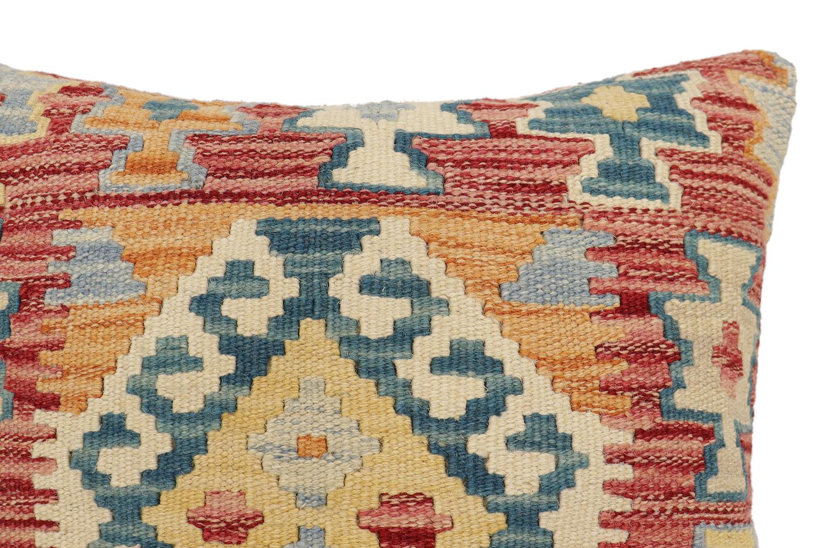 handmade Traditional Pillow Rust Green Hand-Woven SQUARE 100% WOOL Hand woven turkish pillow2' x 2'