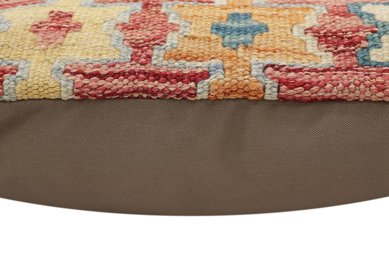 handmade Traditional Pillow Rust Green Hand-Woven SQUARE 100% WOOL Hand woven turkish pillow2' x 2'