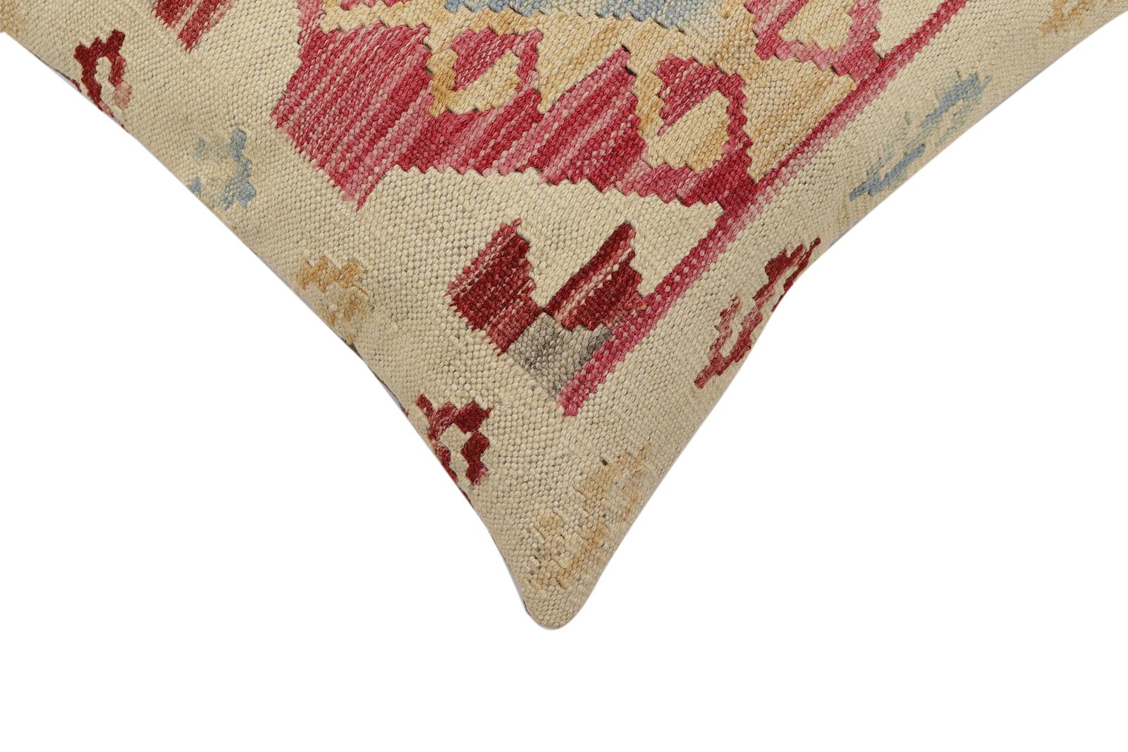 handmade Traditional Pillow Beige Pink Hand-Woven SQUARE 100% WOOL Hand woven turkish pillow2' x 2'