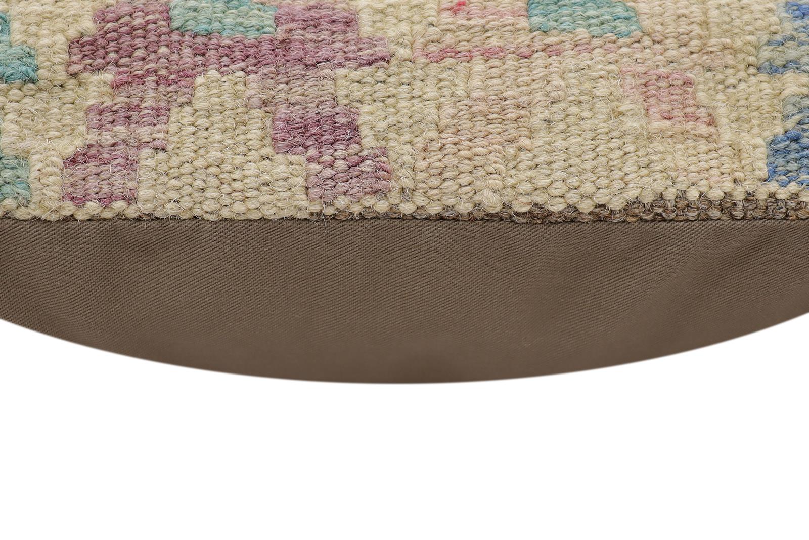 handmade Traditional Pillow Beige Red Hand-Woven SQUARE 100% WOOL Hand woven turkish pillow2' x 2'