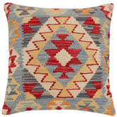 handmade Traditional Pillow Blue Beige Hand-Woven SQUARE 100% WOOL Hand woven turkish pillow2 x 2