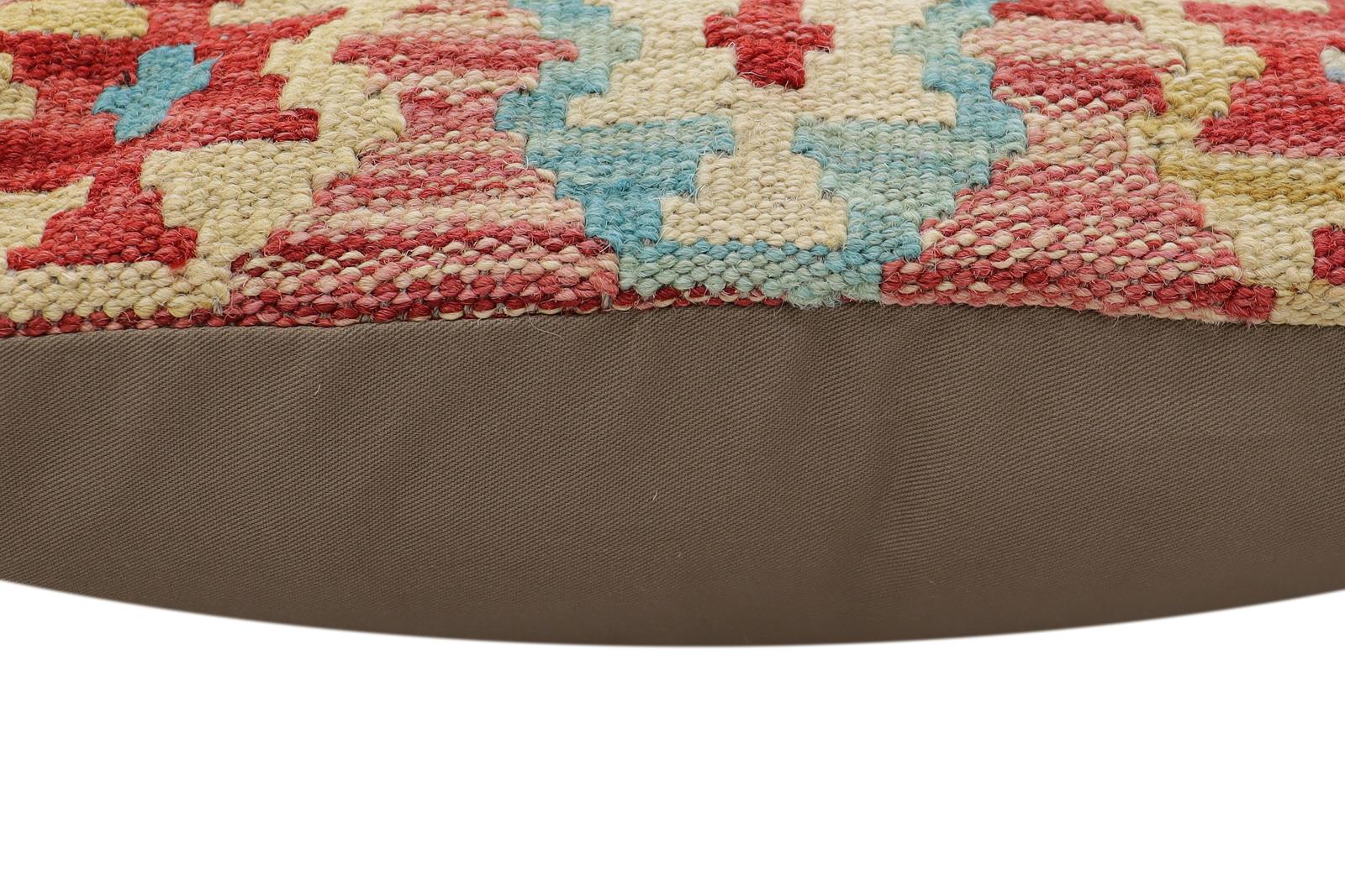 handmade Traditional Pillow Red Beige Hand-Woven SQUARE 100% WOOL Hand woven turkish pillow2' x 2'