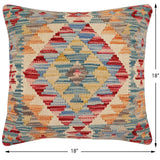 handmade Traditional Pillow Beige Red Hand-Woven SQUARE 100% WOOL Hand woven turkish pillow2' x 2'