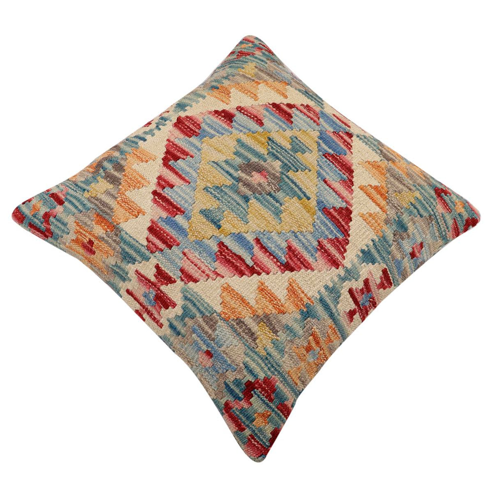 handmade Traditional Pillow Beige Red Hand-Woven SQUARE 100% WOOL Hand woven turkish pillow2' x 2'