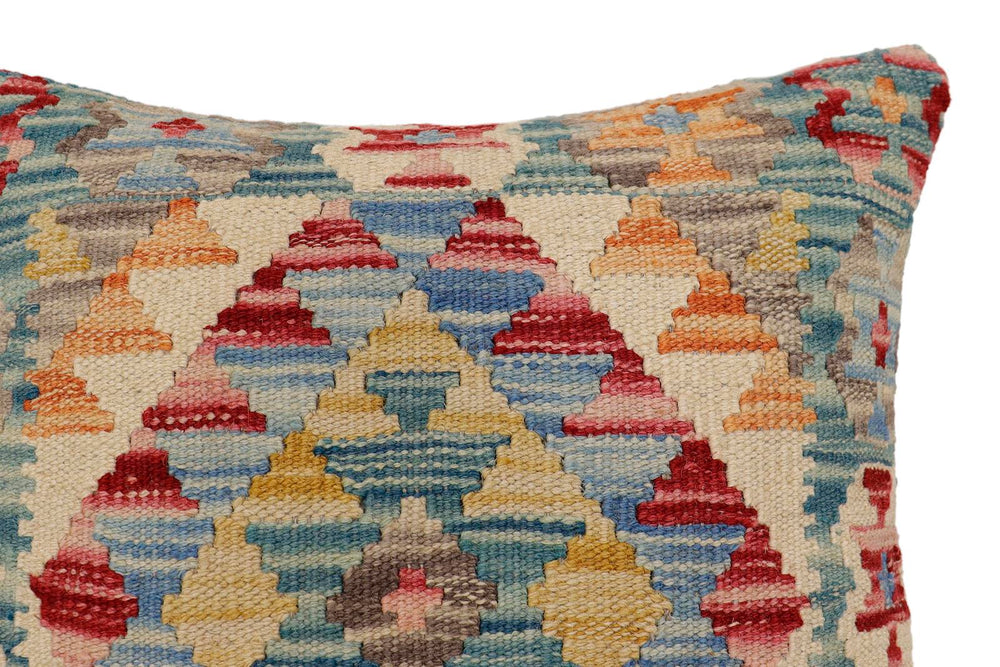 handmade Traditional Pillow Beige Red Hand-Woven SQUARE 100% WOOL Hand woven turkish pillow2' x 2'