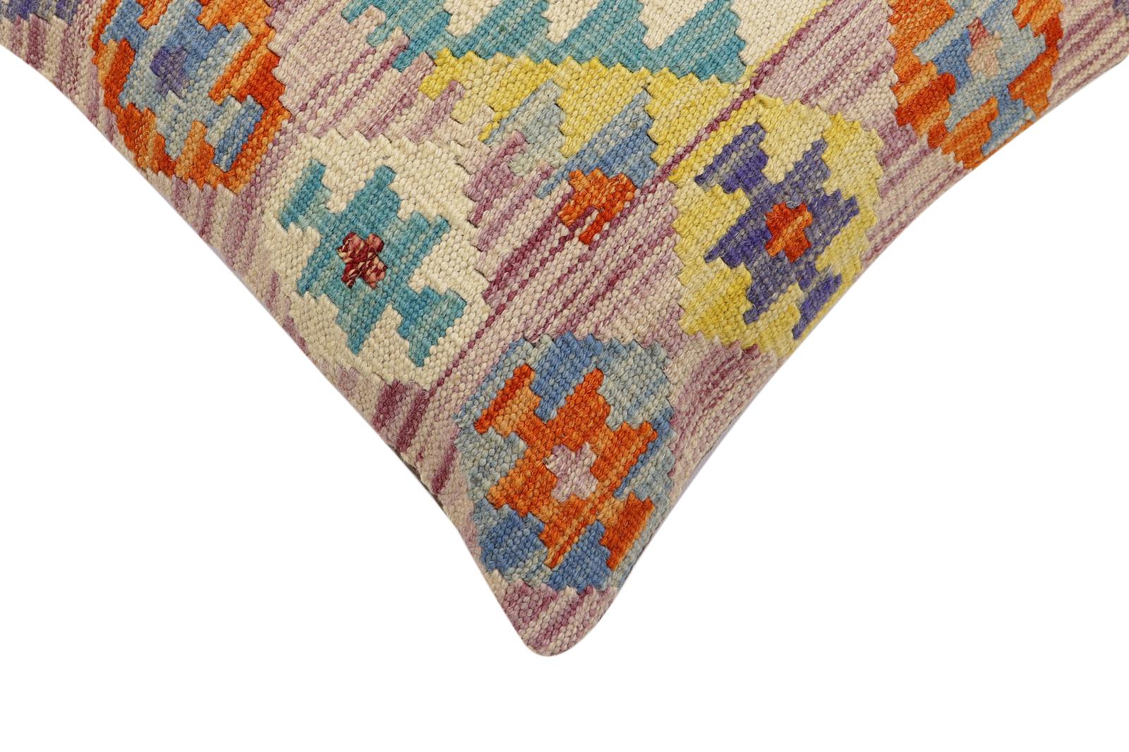 handmade Traditional Pillow Purple Beige Hand-Woven SQUARE 100% WOOL Hand woven turkish pillow2' x 2'
