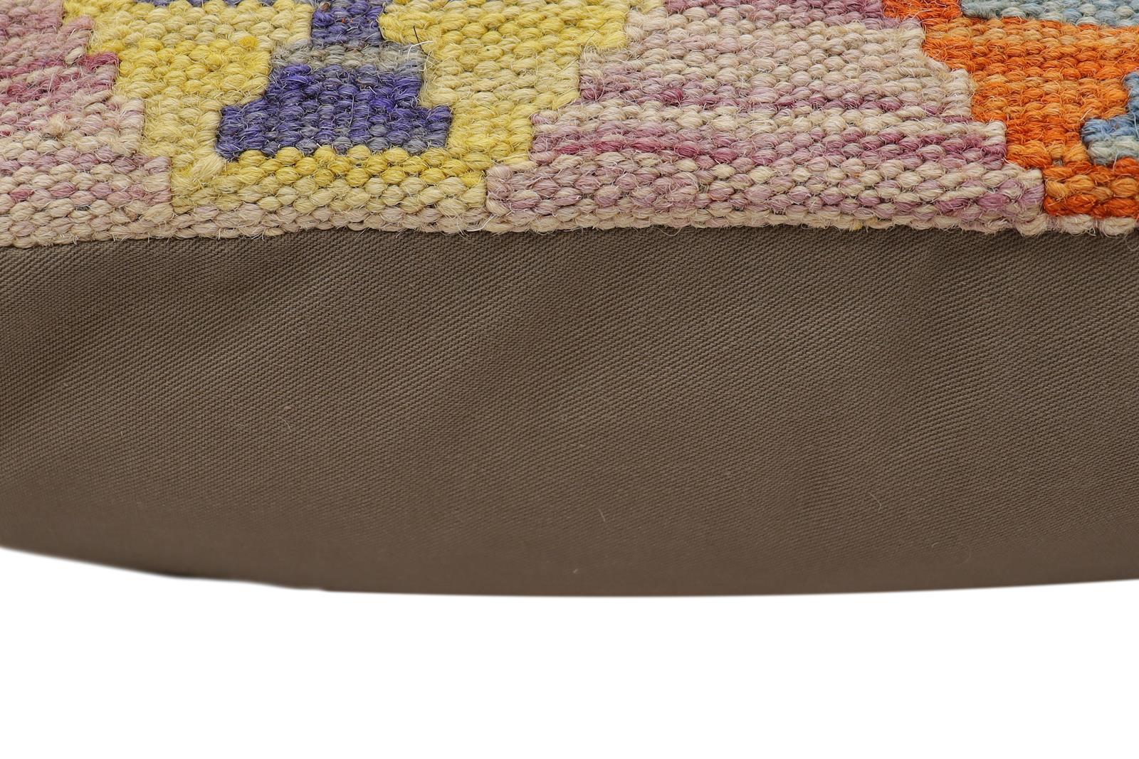 handmade Traditional Pillow Purple Beige Hand-Woven SQUARE 100% WOOL Hand woven turkish pillow2' x 2'