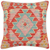 handmade Traditional Pillow Red Blue Hand-Woven SQUARE 100% WOOL Hand woven turkish pillow2 x 2
