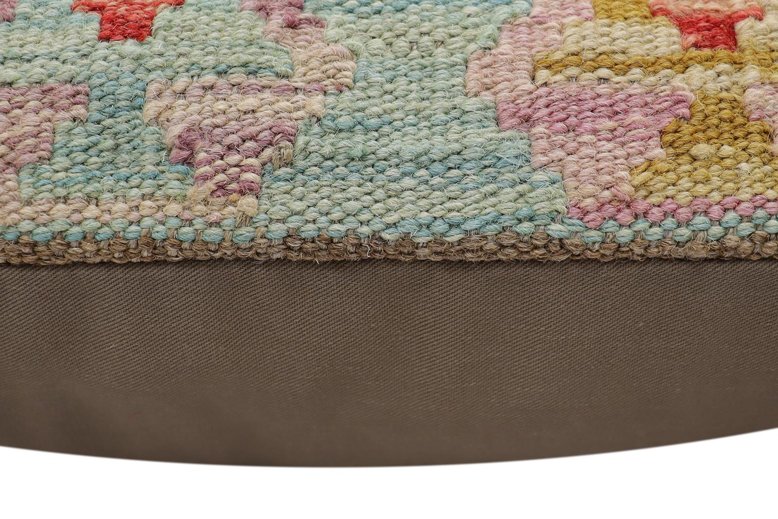 handmade Traditional Pillow Blue Rust Hand-Woven SQUARE 100% WOOL Hand woven turkish pillow2' x 2'